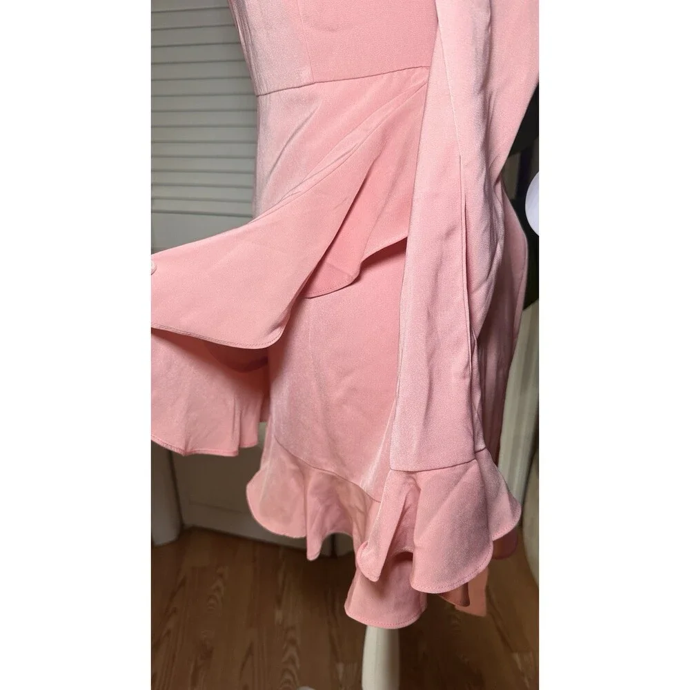 More To Come Revolve Ruffle Long Sleeves Blush Mini Dress Size S - Picture 7 of 13